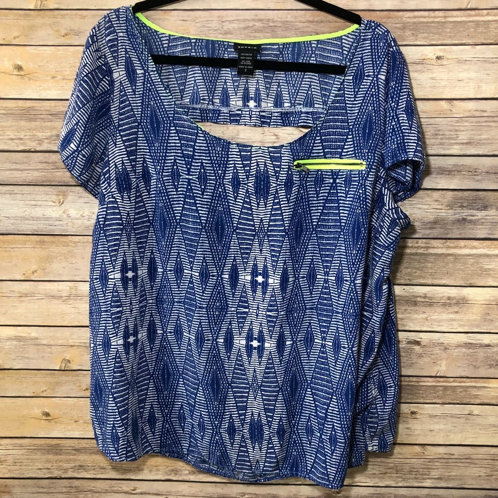 Torrid Blue Aztec Blouse